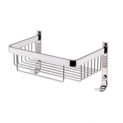Wall Mounted Wire Soap Basket with Hooks  - Chrome