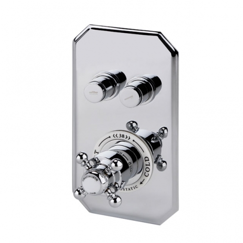 Traditional Twin Push-Button Shower Valve with 2 Outlets