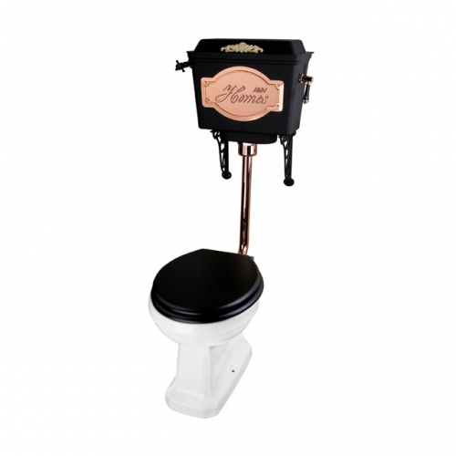 Traditional black tank with rose gold brand board Low toilet KIT