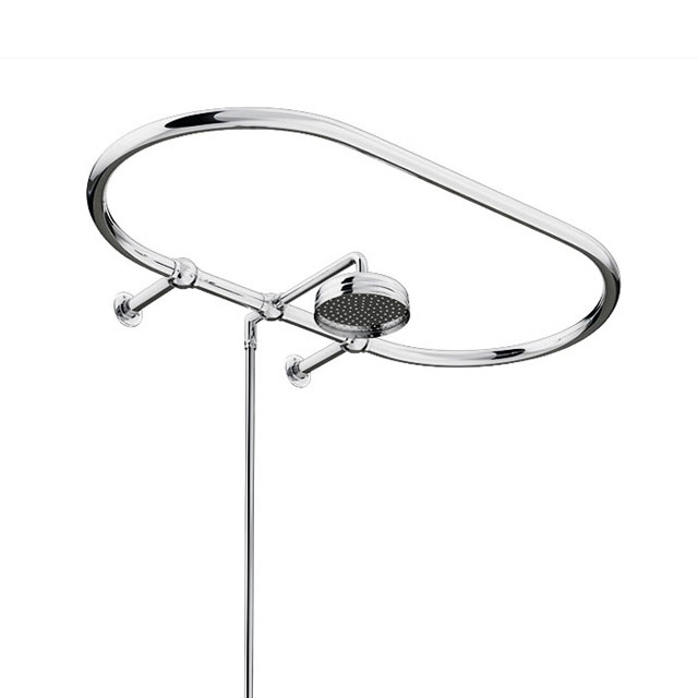 Traditional 1200 x 630mm Oval Shower Curtain Rail with Shower Rose With