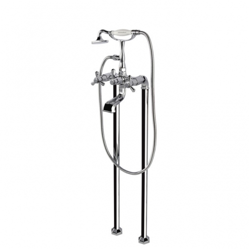 Freestanding Traditional Desk Bath Tap With Shower And Hexagonal Unextend Legs
