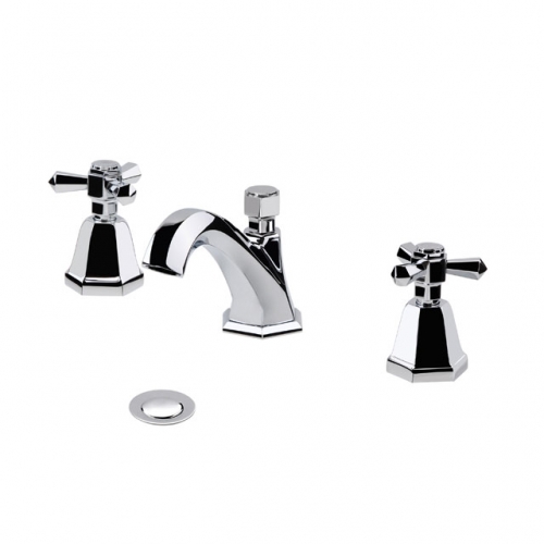 Traditional 3 Holes Whole Brass Basin Tap With Brass Pop-up Waste With Trifurcate Handle