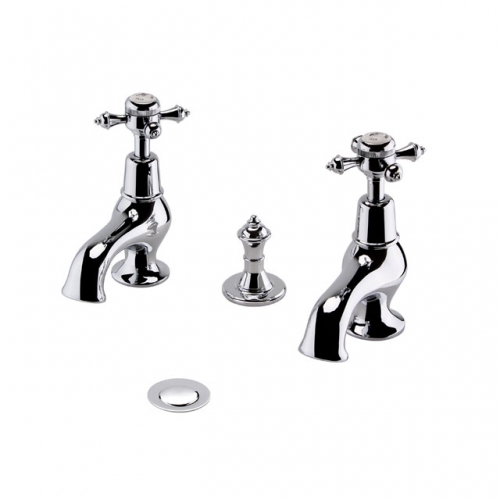 Traditional G1/2 Pair Basin Whole Brass Tap With Pop-up Waste -CP