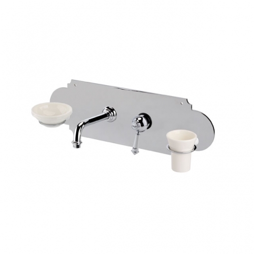 New Traditional 2 Holes  Wall Mounted Basin Spout With Traditional Lever Handle With 56*18 Plate With Tumbler Holder