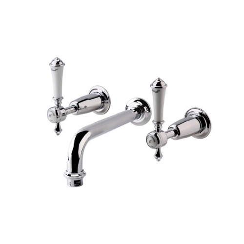 New Traditional 3 Holes  Wall Mounted Basin Spout With Lever Handle