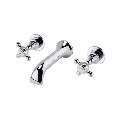 Traditional 3 Holes Wall Mounted Bath Spout With Cross Handle