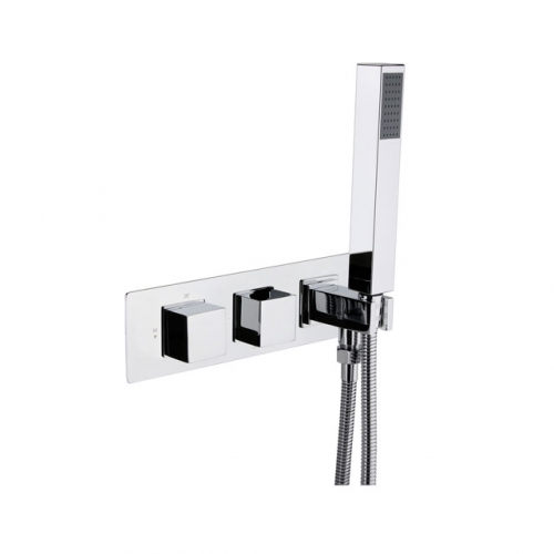 Square Wall Mounted Thermostatic Shower Valve with Handset & two out design