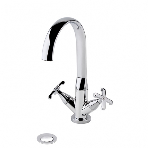 Monobloc Basin Mixer Tap with Brass Pop-up Waste