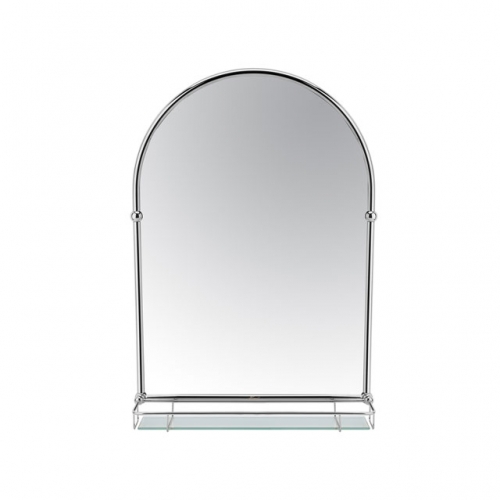 Arched Mirror with Glass Shelf- Chrome