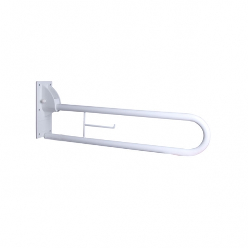 Disability Hinged Support Rail & Toilet Roll Holder - White