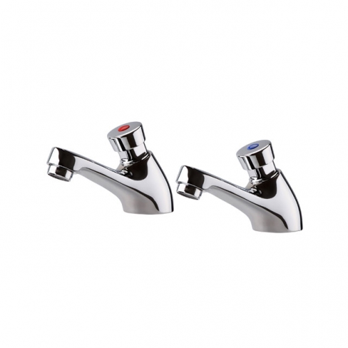 Time Adjustable Non Concussive Basin Taps (Pair)-with WRAS Certificate