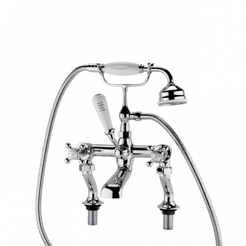 Crosshead Deck Mounted Bath Shower Mixer inc. Shower Kit