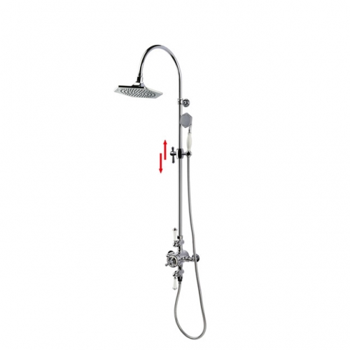 Art Deco Exposed Thermostatic Shower Column with Fixed Head and Shower Kit