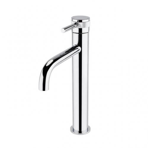 Round High Rise Industrial Basin Mono Mixer Tap With Knurling Handle