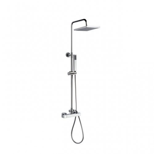 Round Telescopic shower set with SS304 pipe， Square ABS 20CM shower head and G3/4 diverter - Chrome