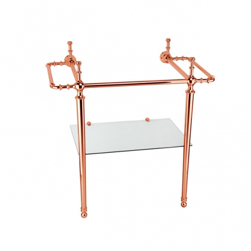470mm Basin stand With  530*360*8 Glass Shelf -Rose Gold