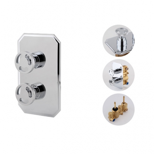 2 Outlet Industrial Style Round Modern Twin Concealed Shower Valve with Diverter