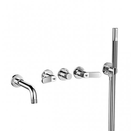 Industrial Style  Wall Mounted Thermostatic Shower Valve With Handset& Spout & Two Outlet Design+ Knurled Handle