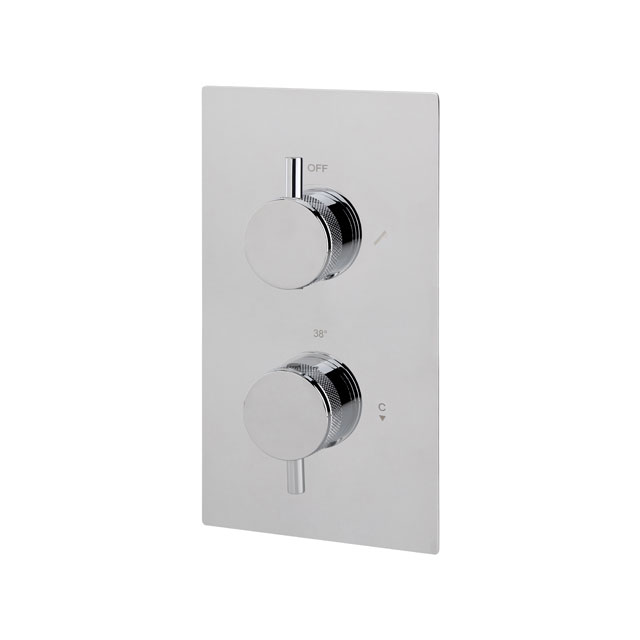 Twin concealed thermostatic shower valve with diverter