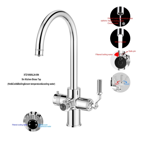 Luxuriously Industrial Style 3IN Kitchen brass tap (Hot/Cold mixed& Purified room temperature water) the pipes are included they connect to water supp