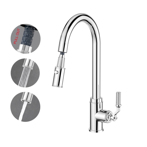 Luxuriously Industrial Style Mono kitchen brass mixed tap  with pull out of Spray-nozzle