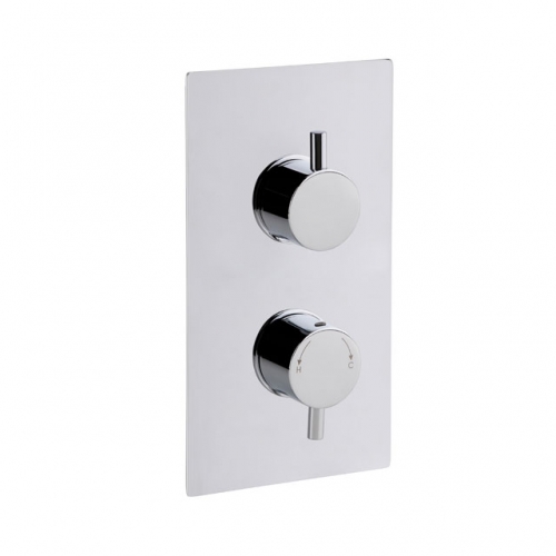 Twin Round Concealed Thermostatic One Out Shower  Valve  -WITH WRAS APPROVED