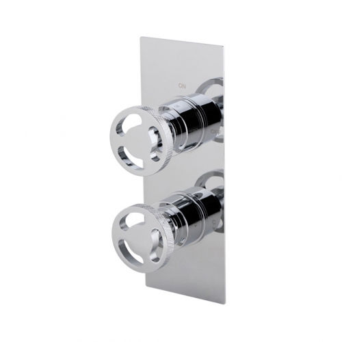 Industrial Handle Twin Square Concealed Shower Thermostatic Valve With Diverter/two Outlets