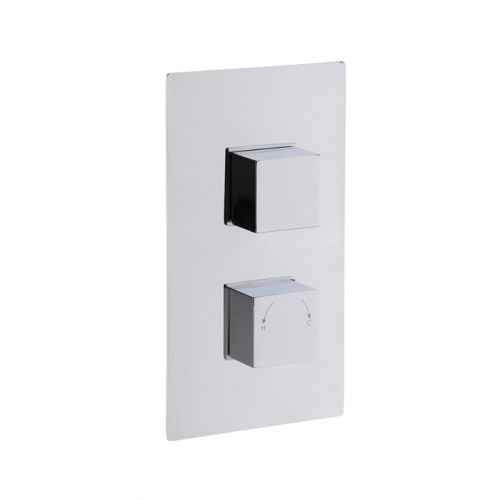 Square Concealed Twin Thermostatic Shower  Valve C/w Diverter/Two Outlets